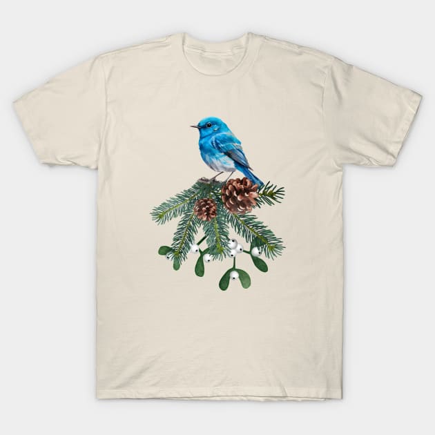 Mountain Bluebird Wild Birds Bird Lovers Birders T-Shirt by Pine Hill Goods